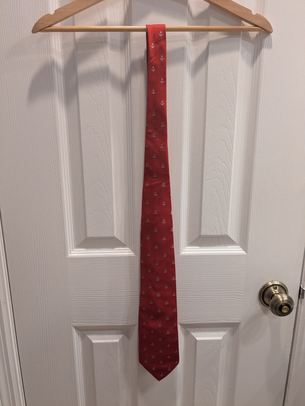 Vintage - Brooks Brothers - Pure Silk - Red Nautical Anchor Pattern - Men's Tie